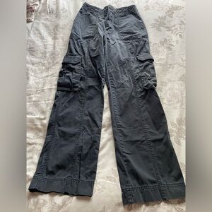 Abercrombie Navy Baggy Wide Leg Cargo Pants 0 Short Petite Relaxed Casual School